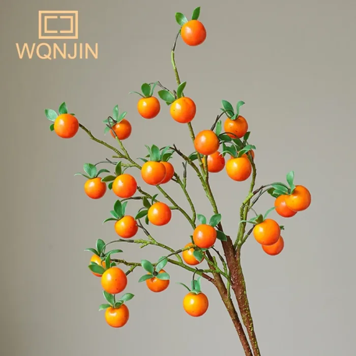 Pomegranate Branch With Leaves Red Artificial Flowers Fake Fruit Flores For Home Christma Vase Decoration Outdoor Garden - Image 6