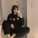 Fleece Thick Warm Women's Pajamas Set Winter Sleepwear Casual Solid Top and Plaid Pants Soft Pijamas Set for Women Home Suit - Image 8