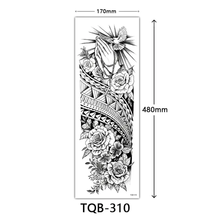 Body Art Full Fake Tatoo Tiger Wolf Flowers Rose Large Arm Tattoo Sticker Full Sleeve Waterproof Semi Permanent Tattoo Women Man - Image 18