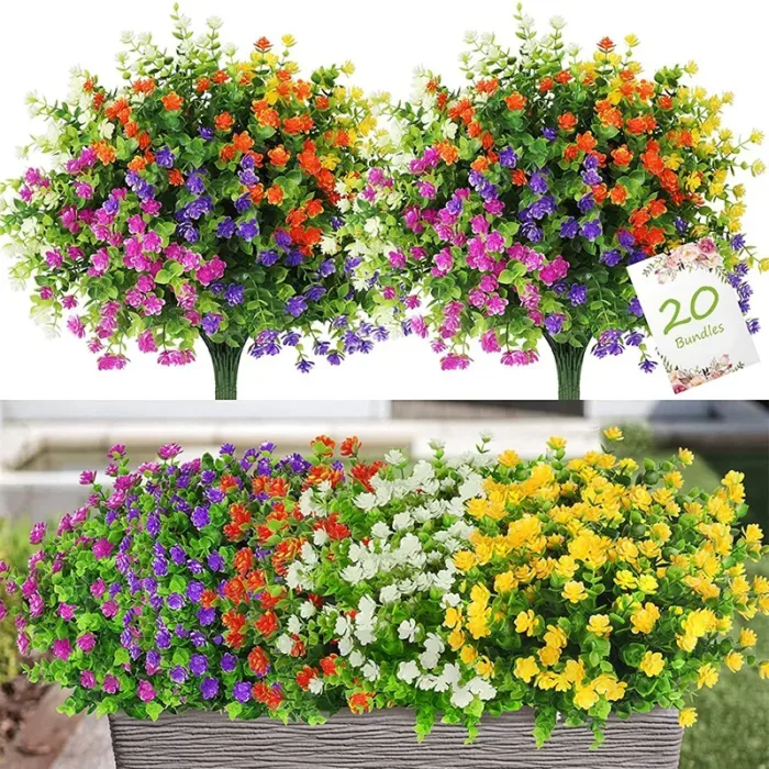 Artificial Flowers Outdoor Fake Flowers Home Decoration Plastic Green Bush Balcony Living Room Holiday Party Decoration Camellia - Image 1