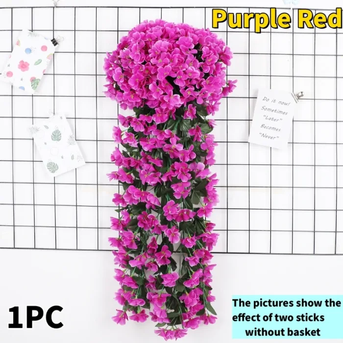 10-1Pack Artificial Violet Flower Vines Plastic Fake Flowers Wall Hanging Plants Wisteria Garland Wedding Home Garden Decoration - Image 10