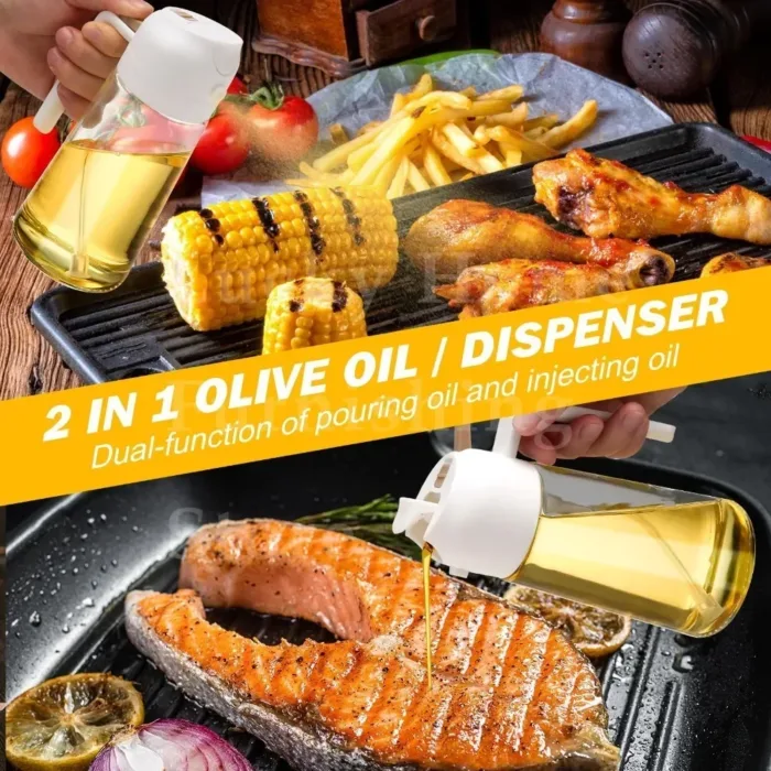 2pc Oil Sprayer Spray for 2 in 1 500ml Oil Sprayer & Pourer Plastic Spray Bottle Kitchen Gadget Sets Accessories for Camping BBQ - Image 2