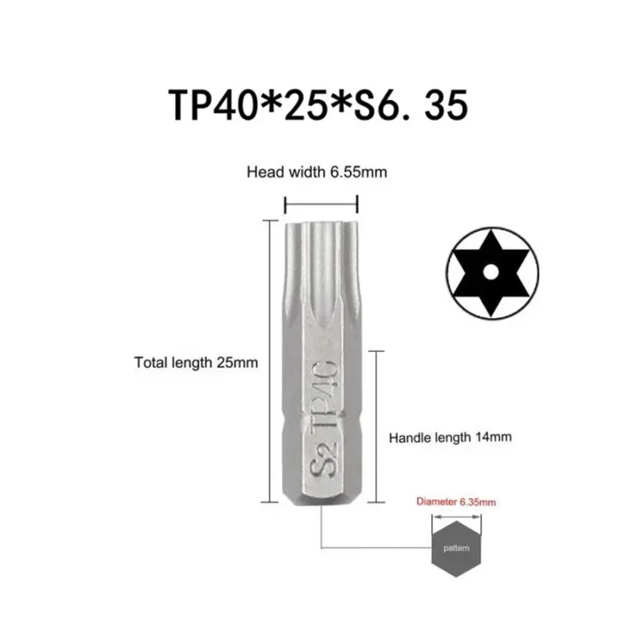 1 Inch TP10 15 20 25 30 35 Security Torx Screwdriver Bit Set 1/4 Inch 6.35mm Hex Shank Electric Screwdriver Bits For Power Tools - Image 6