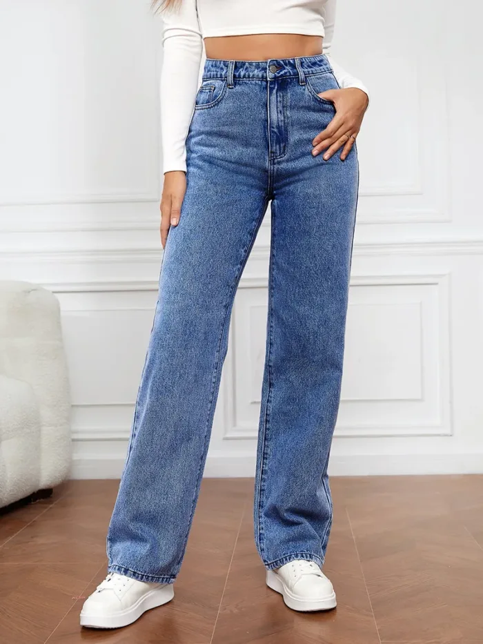 Retro Straight Jeans Women Fashion Washed Denim Pants High Waisted Cowboy Trousers Mom Baggy Jean 2024 Autumn Clothes Pantalones - Image 9