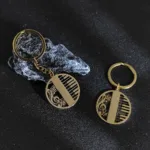 Musical symbol piano hollow style gold-plated keychain, silver and black stainless steel keychain, men's gift, family wear - Image 3