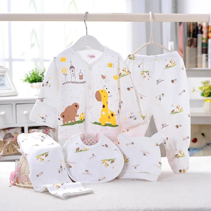 5Piece Sets Spring Autumn Newborn Girls Boy Clothes Casual Cartoon Cute Print Cotton Tops+Pants Baby Boutique Clothing BC1477-1 - Image 3