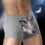 Boxer Men Underpants Modal Men's Wolf Panties Cartoon Animal Funny Boxers U Pouch Bulge Underwear Men  Lingerie Gift