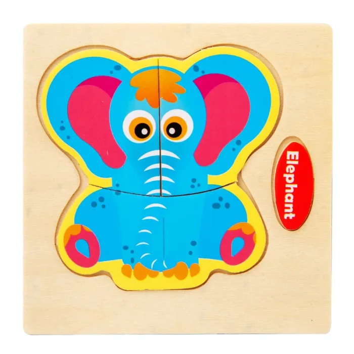 Montessori Wooden 3D Jigsaw Puzzle Cartoon Animals Children Learning Cognition Intelligence Puzzle Game Educational Toy for Kids - Image 16