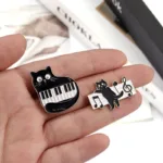 Instrument Piano Accordion Cat Enamel Pins Black Cat Music Note Lapel Badge Clothes Collar Brooch Backpack Jewelry Pin Wholesale - Image 2