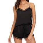 Women Summer Sexy Pajama Sets Sleepwear Sleeveless Strap Nightwear Lace Trim Satin Cami Top Brand Pijamas Strapless Pyjama Femme - Image 4
