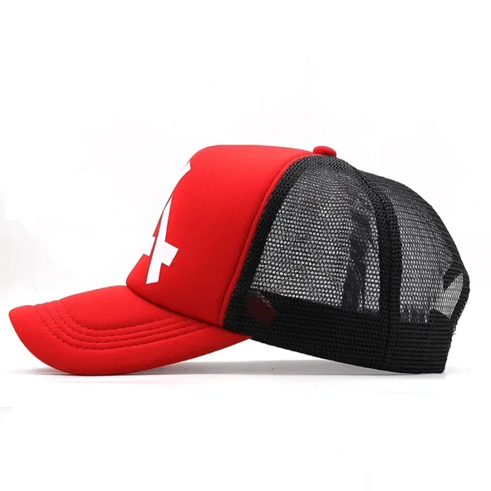 Embossed Triangle Mesh Baseball Caps Women Breathable Mesh Snapback Hats Red Black Casual Sport Hats Cap Unisex Men Fishing - Image 4