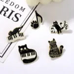 Instrument Piano Accordion Cat Enamel Pins Black Cat Music Note Lapel Badge Clothes Collar Brooch Backpack Jewelry Pin Wholesale - Image 5