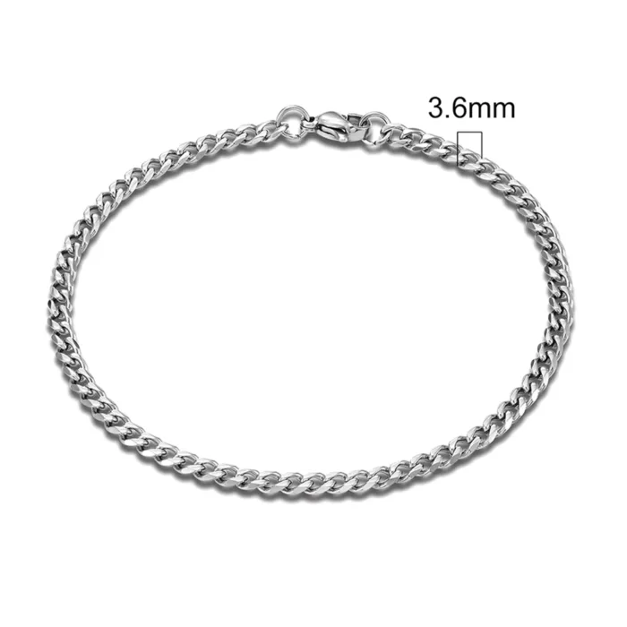 MKENDN 3-11mm Locomotive Men Punk Rock Stainless Steel Curb Cuban Link Chain Silver Color Bracelet For Women Biker Jewelry - Image 2