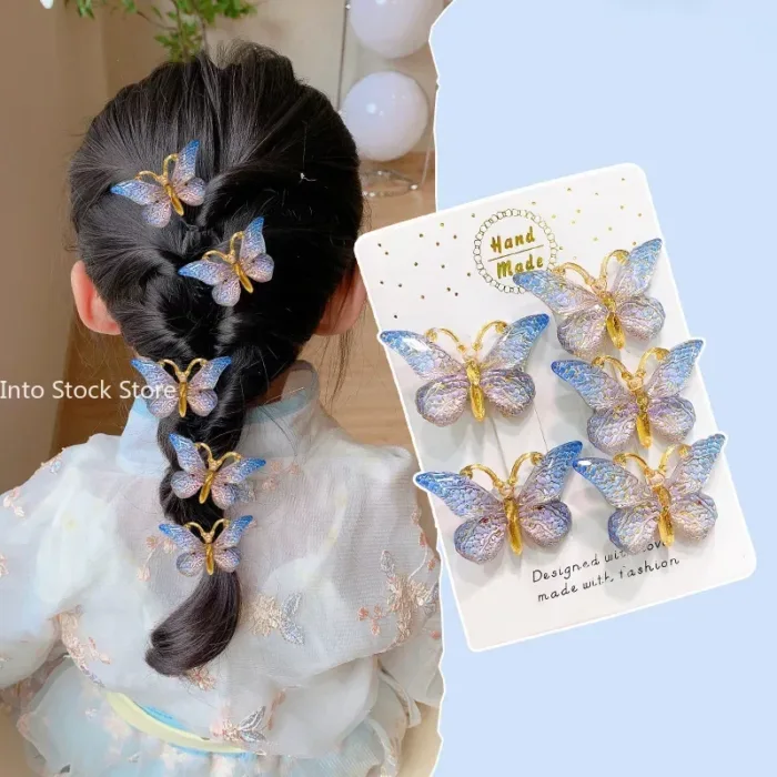 5PCS Sweet Stereoscopic Color Gradient Cute Baby Hairpins Kids Hair Clips Children Headwear Princess Barrette Girls Accessories - Image 2