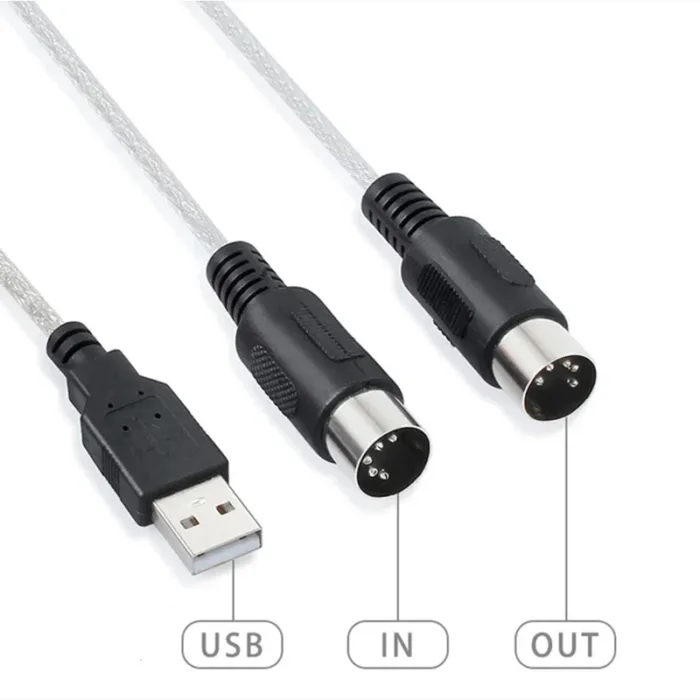 Audio cable Keyboard to PC USB MIDI Cable Converter PC to Music Keyboard Cord USB IN-OUT MIDI Interface Cable - Image 5