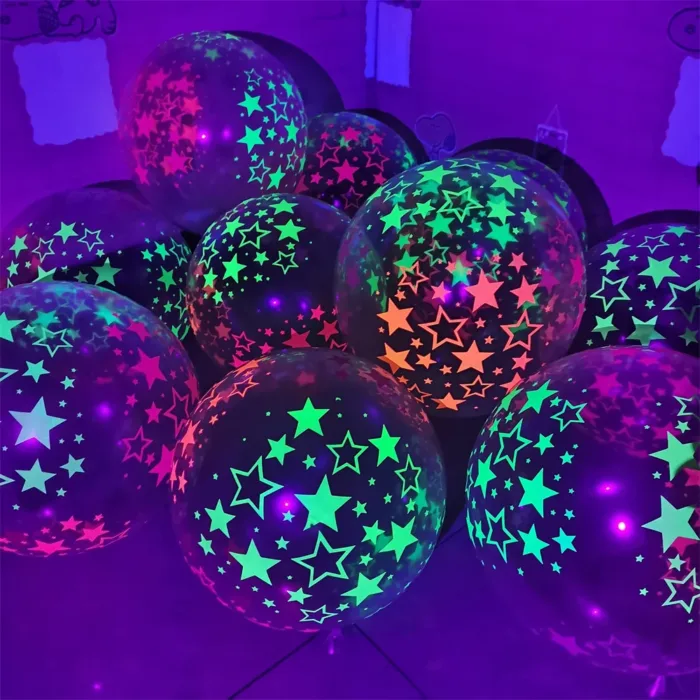 10pcs/lot 12inch UV Neon Glow Latex Balloons Star Fluorescent Luminous Helium Balloons Blacklight Birthday Party Decor Supplies - Image 14