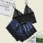 Womens Sexy Lace Sleepwear Lace Nachtkleding Lingerie Sleeveless V-Neck Babydoll Pajamas Set Lingerie Tops Shorts Set Nightwear - Image 3