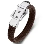 European and American Style Belt Buckle Stainless Steel Trendy Punk Style Men's Bracelet Multicolor Wide Leather Rope Bracelet - Image 13