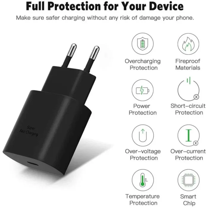 25W PD USB C Super Fast Charger Type C Power Adapter With Type C CABLE For Samsung Galaxy S23 S22 S21 S20 NOTE 20 - Image 2