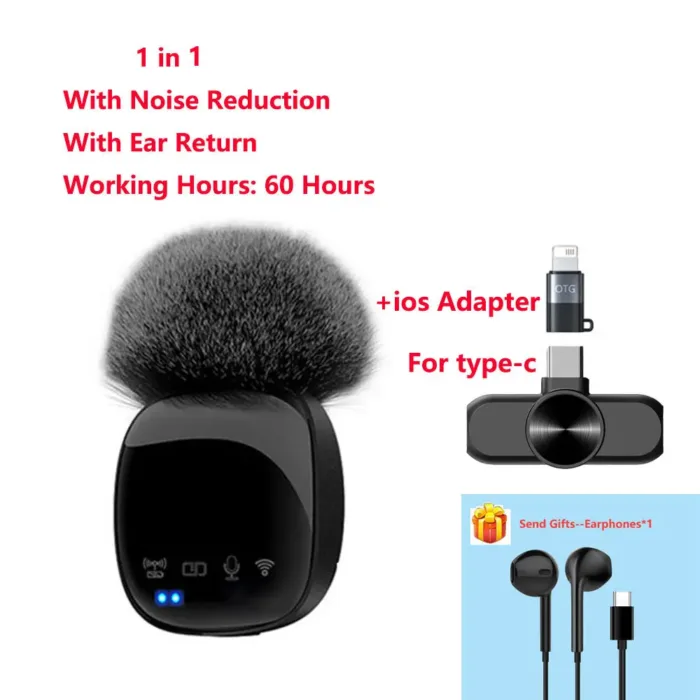 New R8 Wireless Lavalier Microphone Portable Audio Video Recording Mini Mic for iPhone Android Live Broadcast Gaming Phone Mic - Image 7