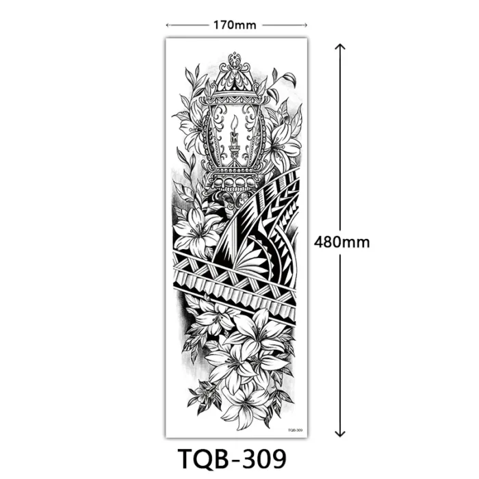 Body Art Full Fake Tatoo Tiger Wolf Flowers Rose Large Arm Tattoo Sticker Full Sleeve Waterproof Semi Permanent Tattoo Women Man - Image 17