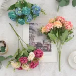Silk watercolor Hydrangea Simulation flower Home vase Christmas Outdoor Garden Decor Festival Wedding BridalBouquet Diy Gift box - Image 5
