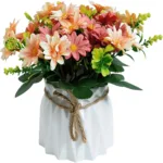 Artificial Daisy Flowers in Vase Real Touch Fake Daisies Faux Silk Plant Arrangements for Vase Table Centerpiece DIY Window Liv - Image 2