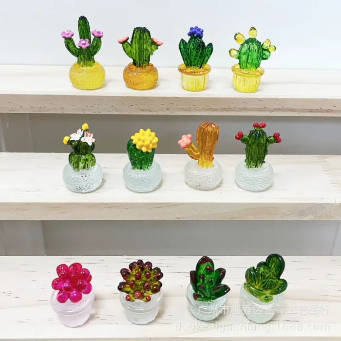 Creative Simulation Cactus Plant Decor Transparent Fleshy Car Computer Decoration Ornaments Decorative Crafts Home Accessories - Image 5