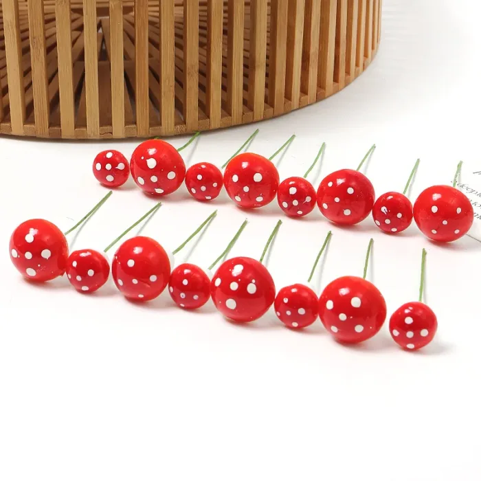 30/50pcs/Lot Mini Plastic Mushroom Artificial Flowers For Home Decor Christmas Ornaments New Year 2023 Cake Gifts Box Decoration - Image 5