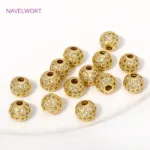 18K Gold Plated Brass with Zircon Round Spacer Beads,Bracelet Beads For Jewelry Making,Beads Separators,DIY Jewelry Accessories - Image 3