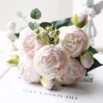 30cm Rose White Peony Artificial Flowers Bouquet 5 Big Head and 4 Bud Cheap Fake Flowers for Home Wedding Decoration Indoor - Image 4