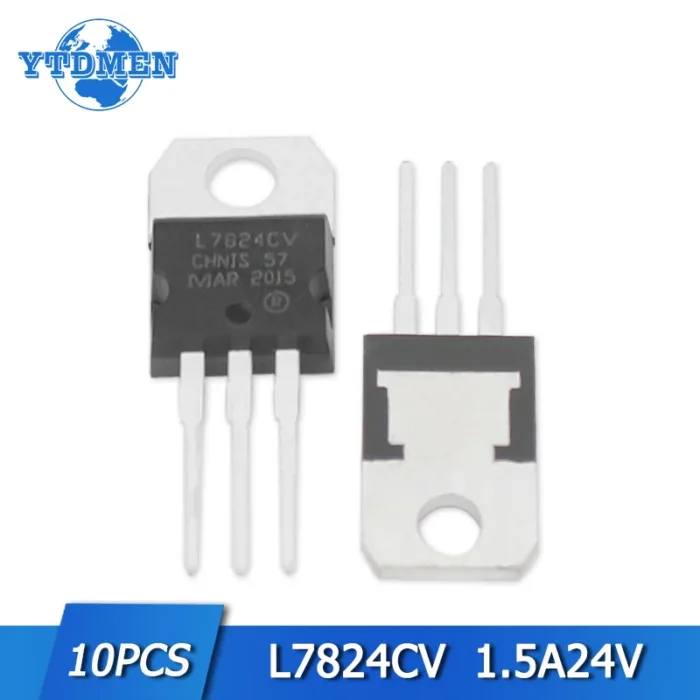 10pcs L7824CV 7824 Linear Voltage Regulator IC 1.5A 24V TO-220 Positive Voltage Regulators Chip set TO220 Electronic Component - Image 1