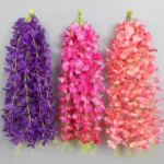 10pcs 50cm Artificial Wisteria Flower Strips Wedding Home Decoration Balcony Room Hanging Plastic Flower Ceiling Flower Vine - Image 2