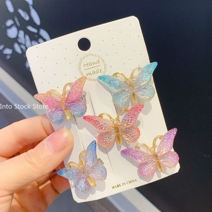 5PCS Sweet Stereoscopic Color Gradient Cute Baby Hairpins Kids Hair Clips Children Headwear Princess Barrette Girls Accessories - Image 3