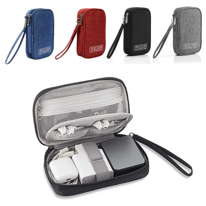 Data Cable Storage Bag, Portable Headphone Manager, Digital Gadget Suitcase, Double-layer Digital USB Hard Drive Protection Bag - Image 1