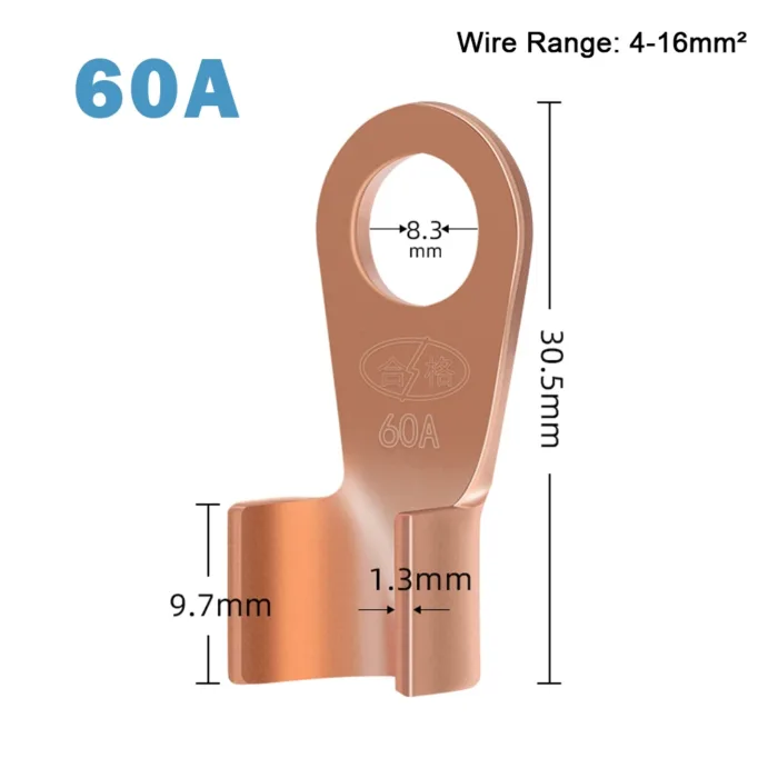 10/50PCS Copper OT Terminal Non-Insulated Wire Connector Bare Electrical Cable Terminals Lug Battery Ring Crimp Terminal 10-400A - Image 7