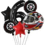 6PCS Motor Helmet Balloon Wheel Tire Racing Balloons Birthday Decor Boys Race car Dirt Bike Motorcross Hot Wheel Party Supplies - Image 11