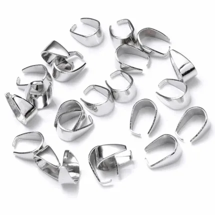 New 50Pcs/Lot Silver Color Pendant Pinch Bail Clasps Necklace Hooks Clips Connector For DIY Jewelry Making Findings