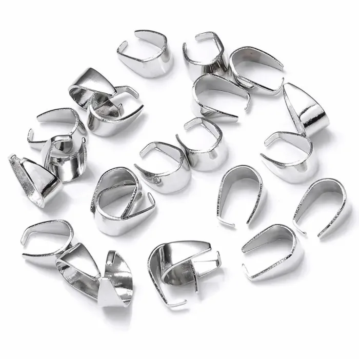 New 50Pcs/Lot Silver Color Pendant Pinch Bail Clasps Necklace Hooks Clips Connector For DIY Jewelry Making Findings - Image 1