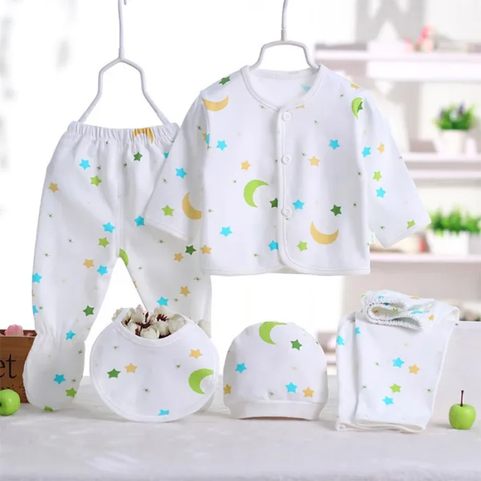 5Piece Sets Spring Autumn Newborn Girls Boy Clothes Casual Cartoon Cute Print Cotton Tops+Pants Baby Boutique Clothing BC1477-1 - Image 4