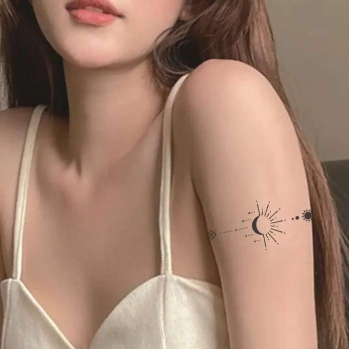Adhesive Tattoo Waterproof Moon Pattern Temporary Tattoo with Plant-based Adhesive Long-lasting Body Art Fake Tattoos for Easy - Image 6