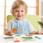 Montessori Wooden 3D Jigsaw Puzzle Cartoon Animals Children Learning Cognition Intelligence Puzzle Game Educational Toy for Kids - Image 4