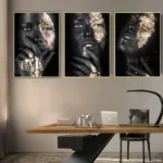 Modern Black Gold African Woman Portrait Wall Art Posters Living Room Home Decor Canvas Painting Mural Prints Pictures Cuadros - Image 2
