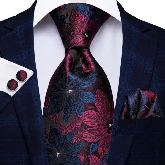 Hi-Tie Designer Black Blue Striped 63inch Silk Men Tie Extra Long Ties for Men Woven Classic 160cm Men Necktie Pocket Square Set - Image 15