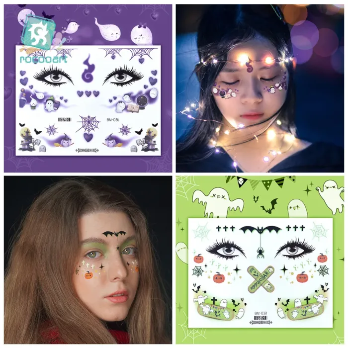 Size:15.8x12cm New Children's Halloween Tattoos Facial Gathering Waterproof Cartoon Temporary Tattoos Sticker - Image 3