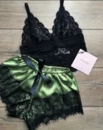 Womens Sexy Lace Sleepwear Lace Nachtkleding Lingerie Sleeveless V-Neck Babydoll Pajamas Set Lingerie Tops Shorts Set Nightwear - Image 5