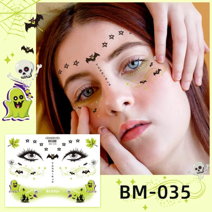 Size:15.8x12cm New Children's Halloween Tattoos Facial Gathering Waterproof Cartoon Temporary Tattoos Sticker - Image 11