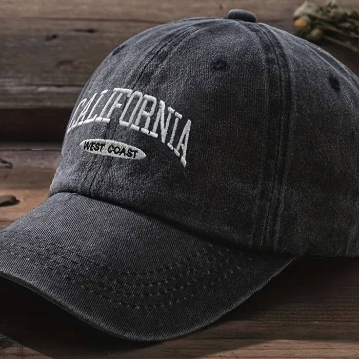 Fashionable Versatile Washed Letters Solid Color Embroidered Baseball Cap For Men Wide Brimmed Casual Sports Cap For Women - Image 4