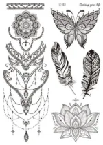 Size:210x150mm Waterproof Haina Tattoo Sticker Mandala Sexy Feather Temporary Tattoo Sticker - Image 9