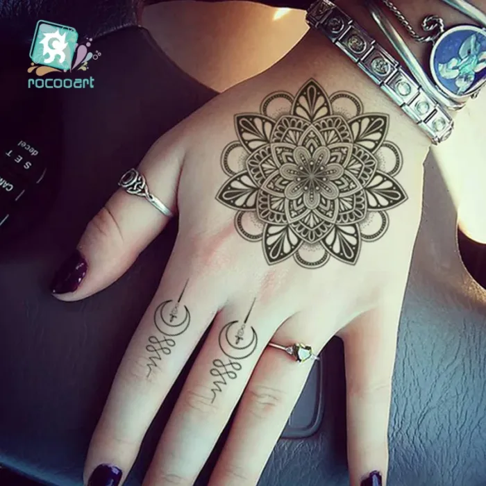 Size:210x150mm Waterproof Haina Tattoo Sticker Mandala Sexy Feather Temporary Tattoo Sticker - Image 4